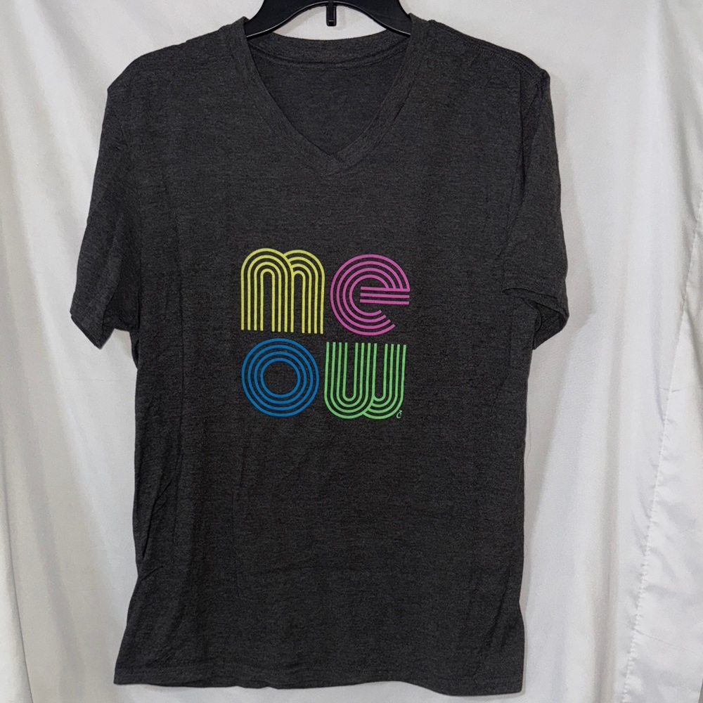 Cat Lady Graphic V-Neck T-Shirt - Black with Multicolor Print